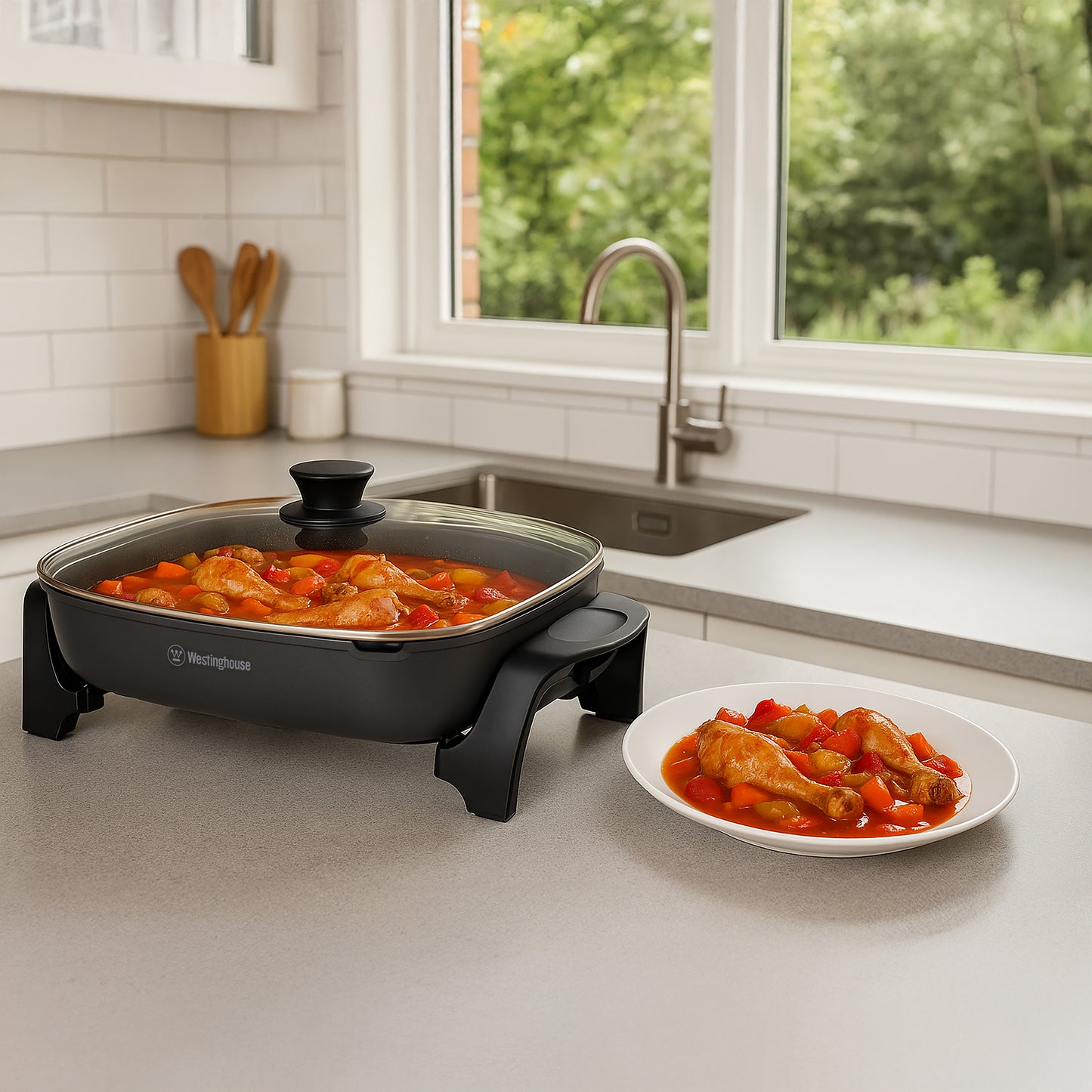 Westinghouse Extra Large Rectangle Frypan 2400W with Cast in Element