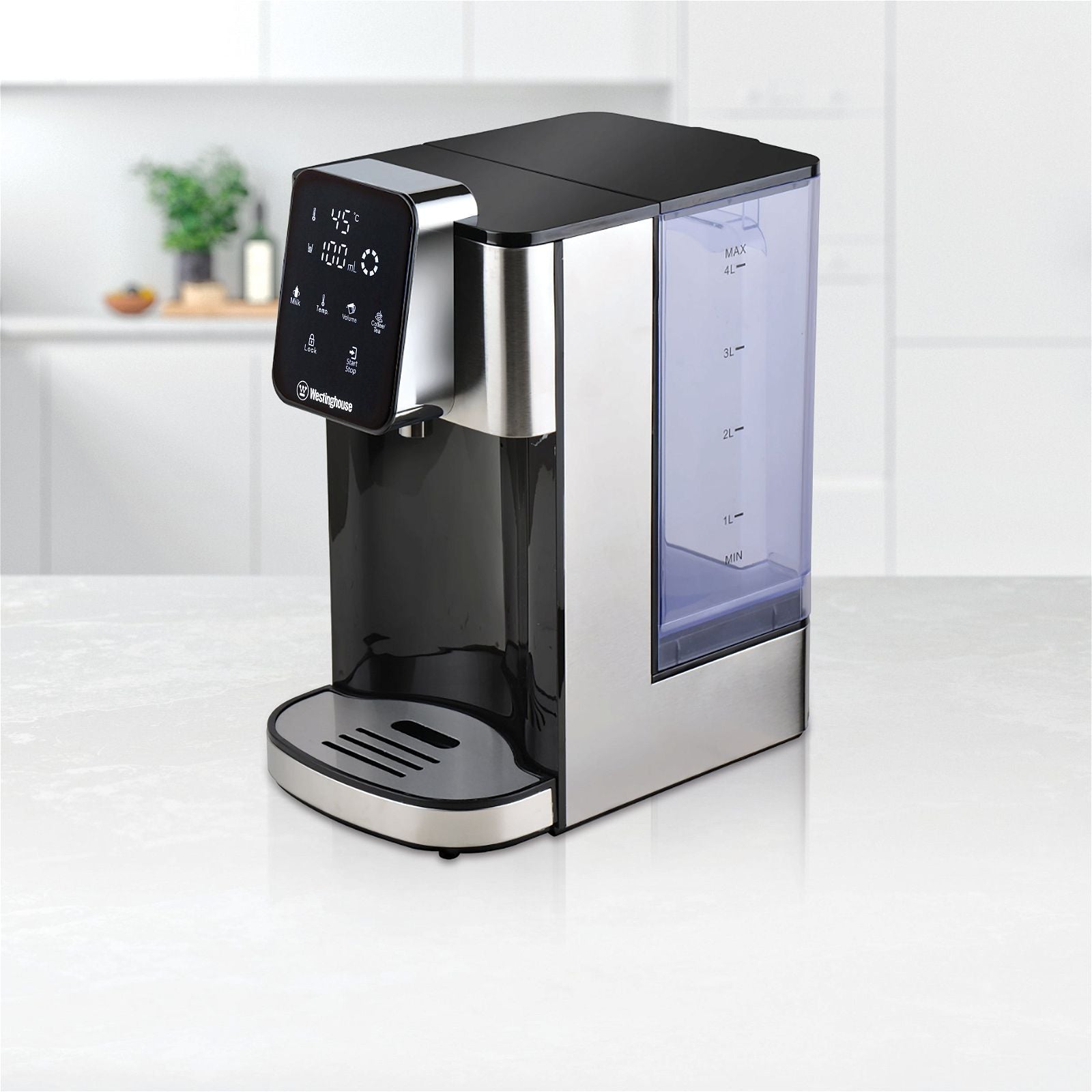 Coffee maker with hot water dispenser clearance