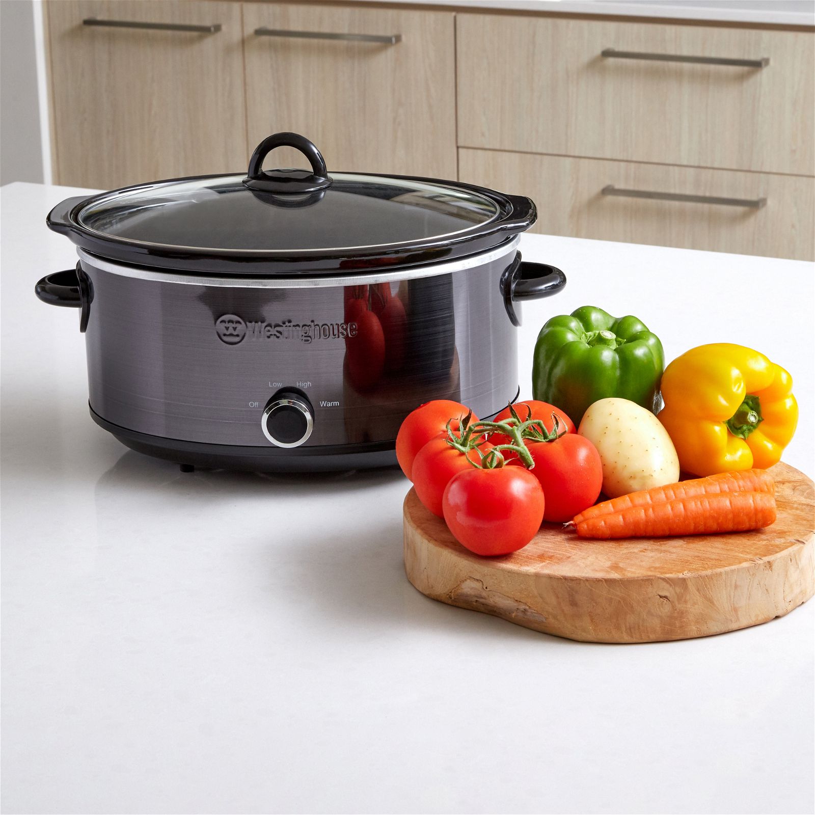 Westinghouse Slow Cooker 6.5L Black Stainless Steel westinghousesmallappliances