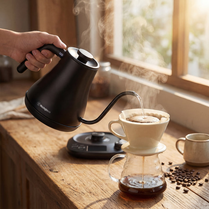 Westinghouse Gooseneck Kettle 1200W 0.8L Black Stainless Steel