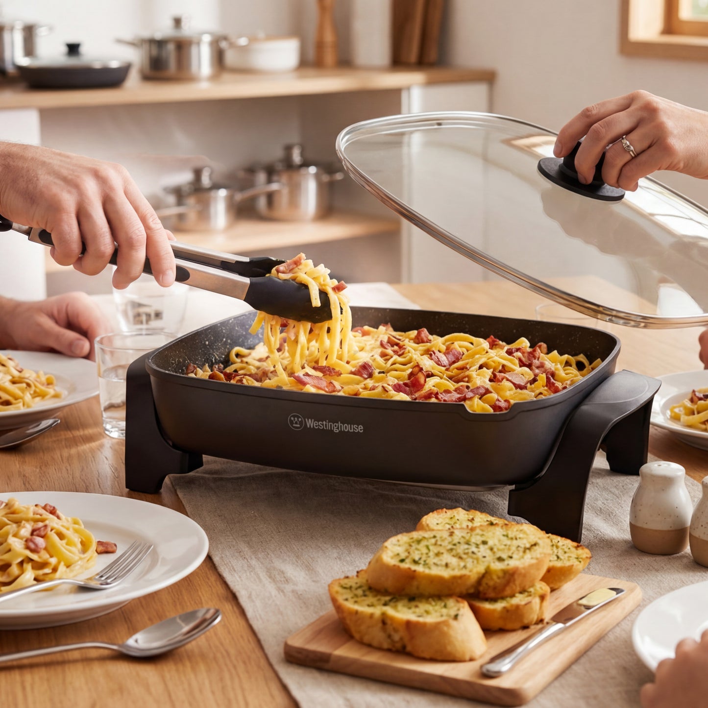 Westinghouse Extra Large Rectangle Frypan 2400W with Cast in Element