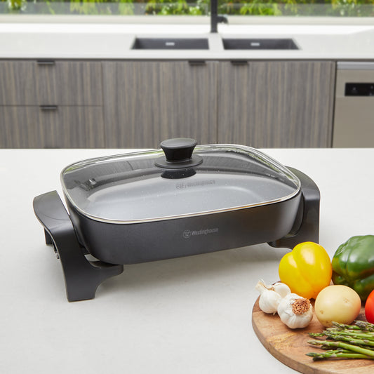 Westinghouse Large Square Frypan 2400W with Cast in Element