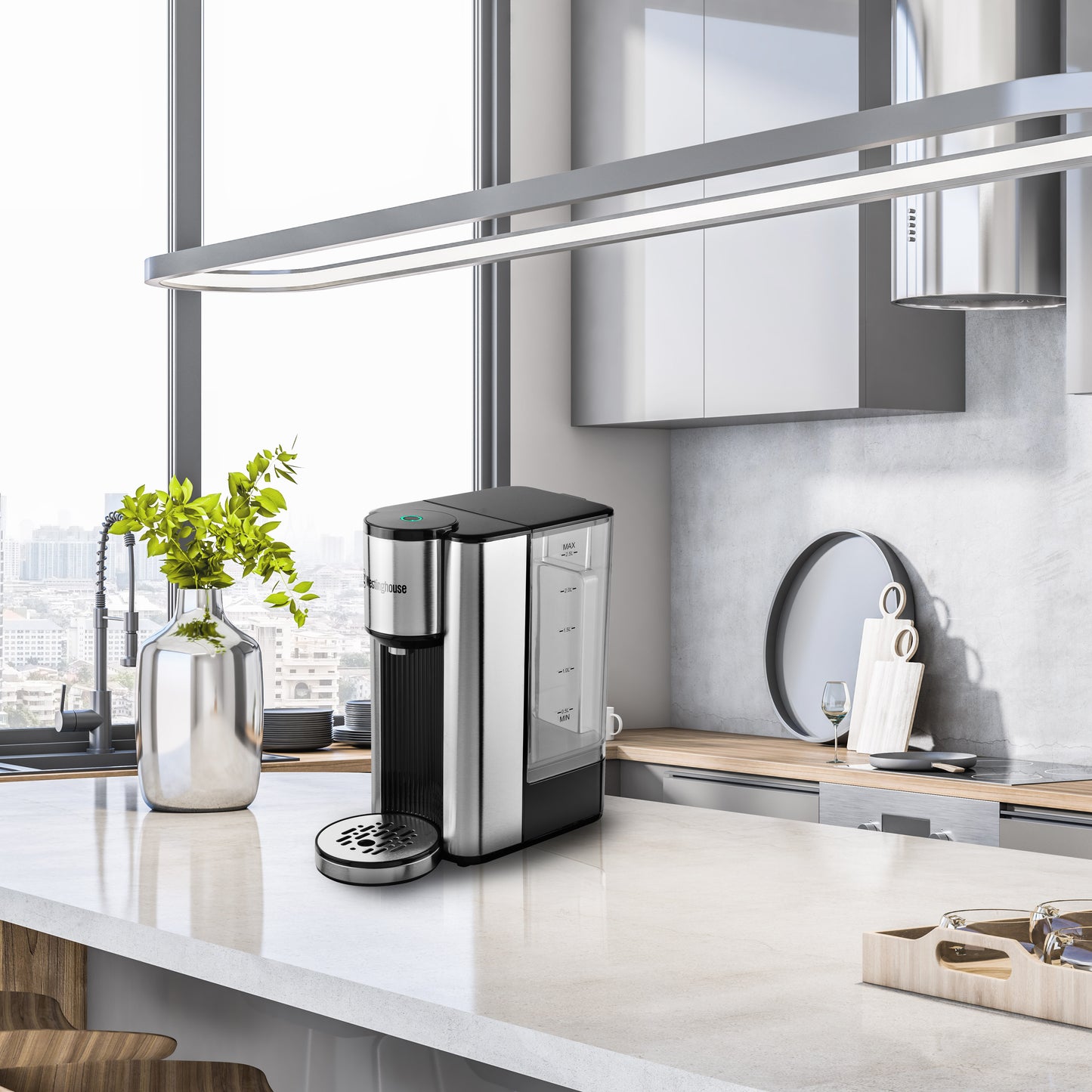 Westinghouse Instant Hot Water Dispenser 2.3L Removable Jug Stainless Steel