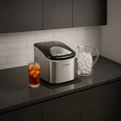 Westinghouse Ice Maker –  12kg, 1.3L, Portable Stainless Steel Countertop Machine