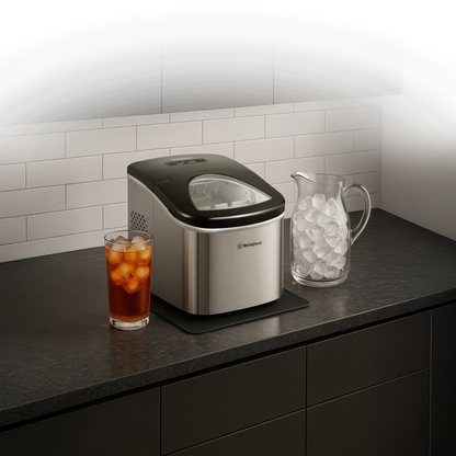 Westinghouse Ice Maker –  12kg, 1.3L, Portable Stainless Steel Countertop Machine