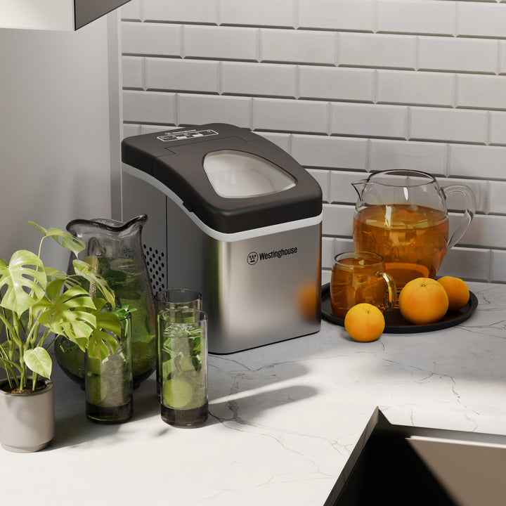 Westinghouse Ice Maker –  12kg, 1.3L, Portable Stainless Steel Countertop Machine