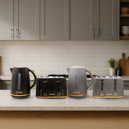 Westinghouse Kettle and Toaster Pack Grey Gold 1.7L Kettle, 4 Slice Toaster