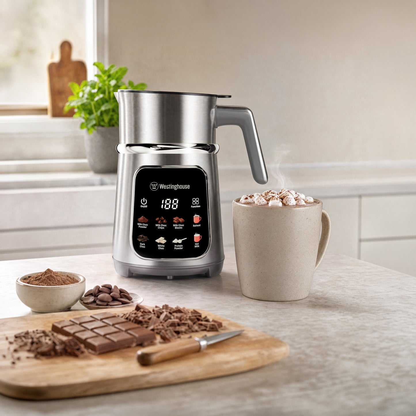 Westinghouse Digital Hot Chocolate Maker – Stainless Steel with Touchscreen & 8 Functions