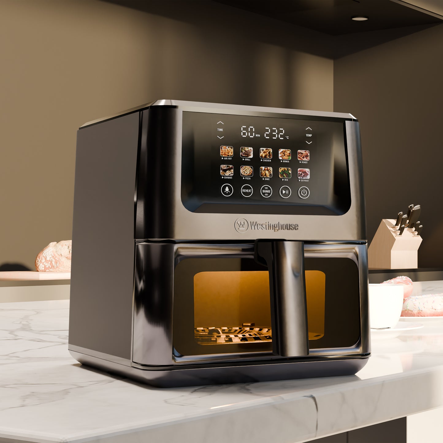 Westinghouse XXL Air Fryer 1870W 7.5L Black Stainless Steel