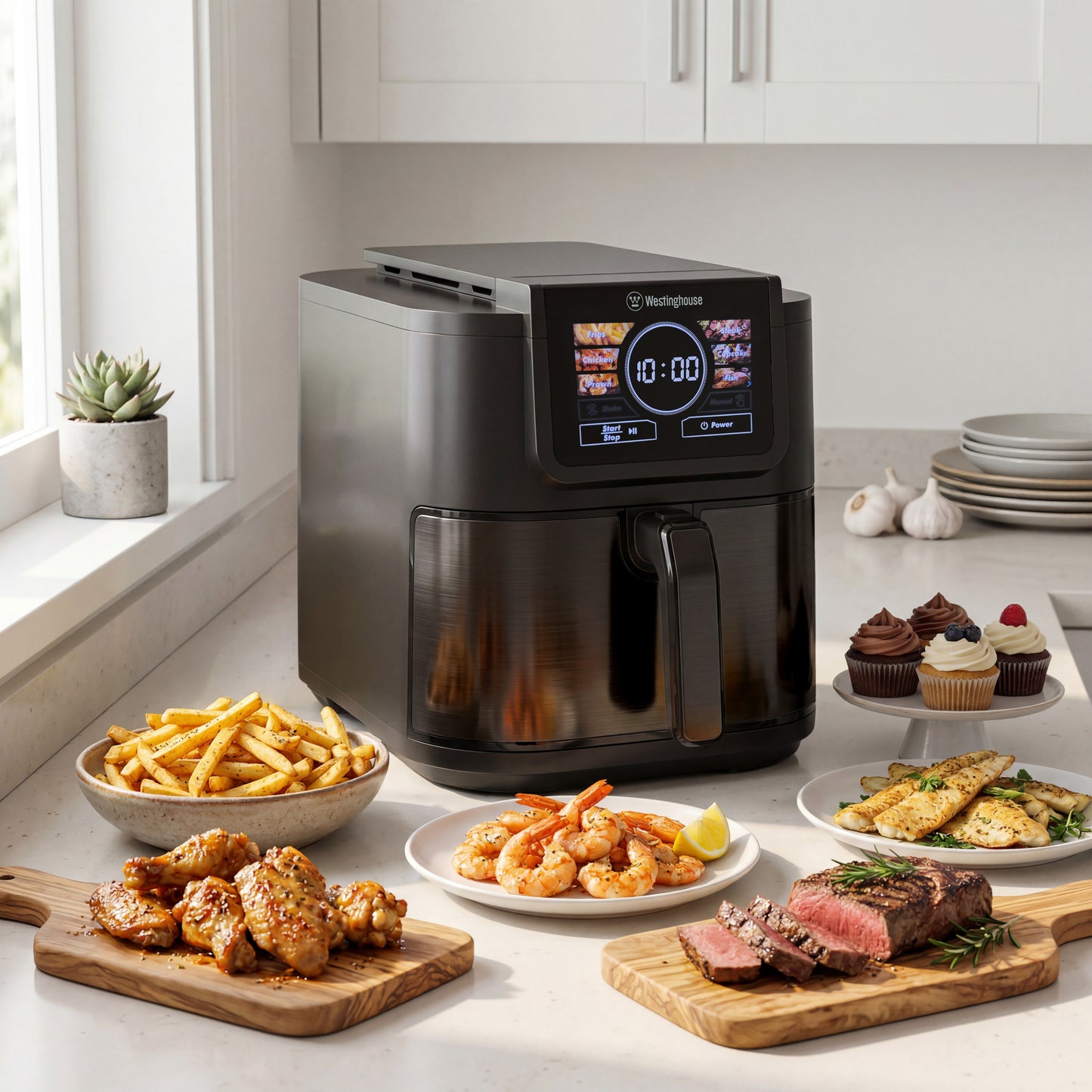 Westinghouse XL Air Fryer Smart Logic 1700W 8L Black Stainless Steel