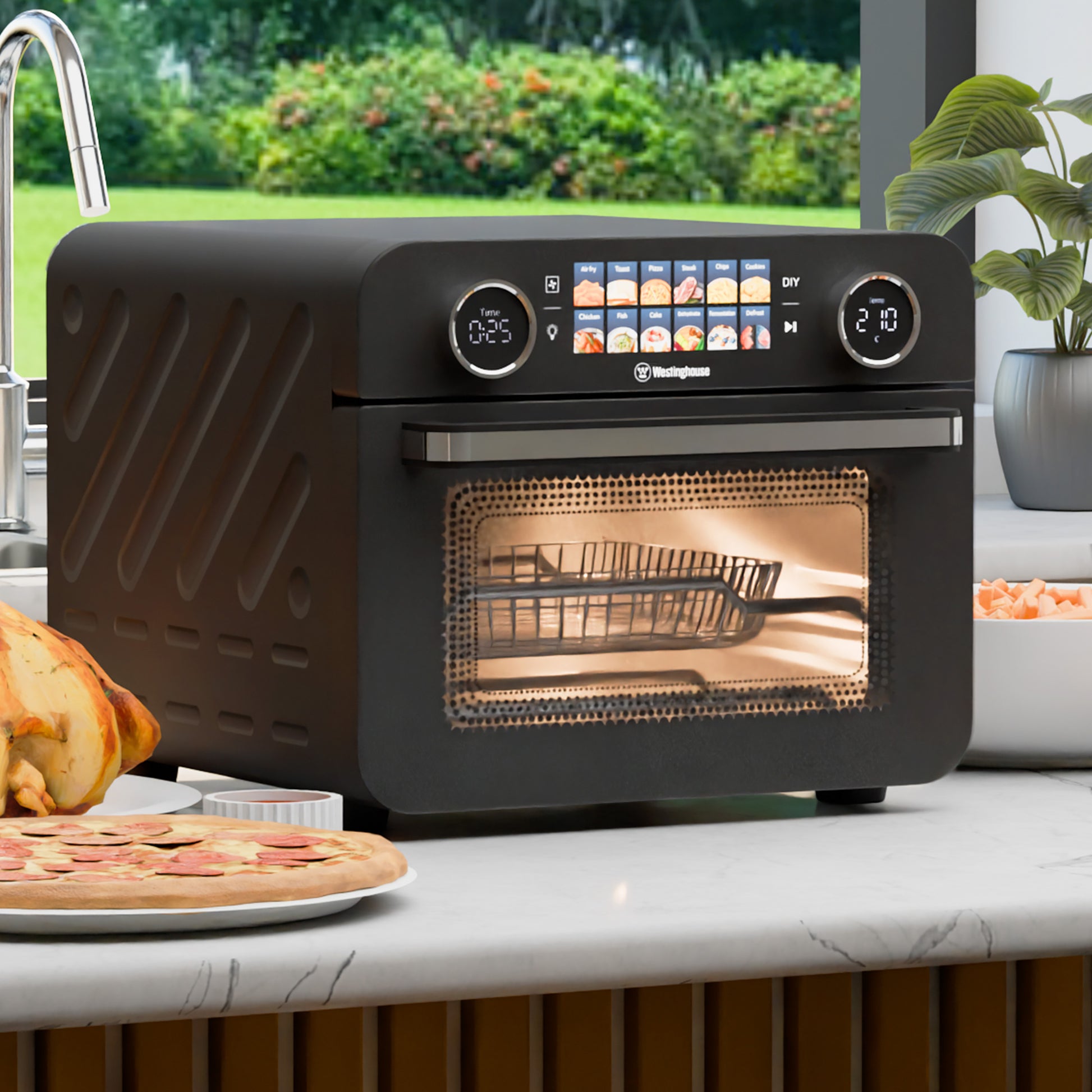 Westinghouse Air Fryer met 5,5 l capaciteit, 6 praktische automatische programma's, bediening via touch-paneel, cooltouch-handgreep, maximale temperatuur 210 °C, zwart Westinghouse Air Fryer met 5,5 l capaciteit, 6 praktische automatische programma's, bediening via touch-paneel, cooltouch-handgreep, maximale temperatuur 210 °C, zwart