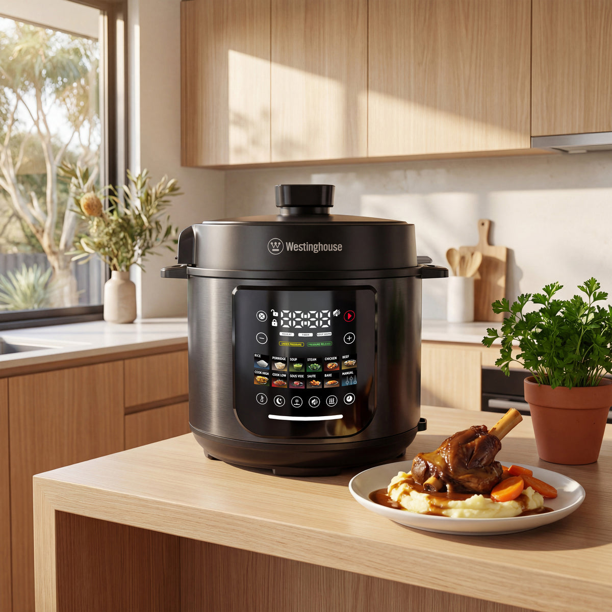 Westinghouse 6L Pressure Cooker All-in-one 11 Program Digital Touch Cooker Black
