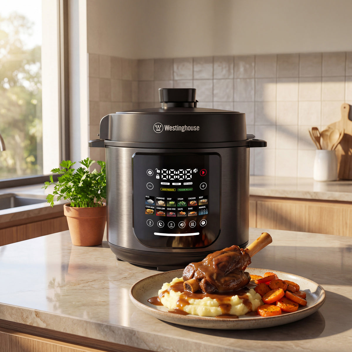Westinghouse 6L Pressure Cooker All-in-one 11 Program Digital Touch Cooker Black