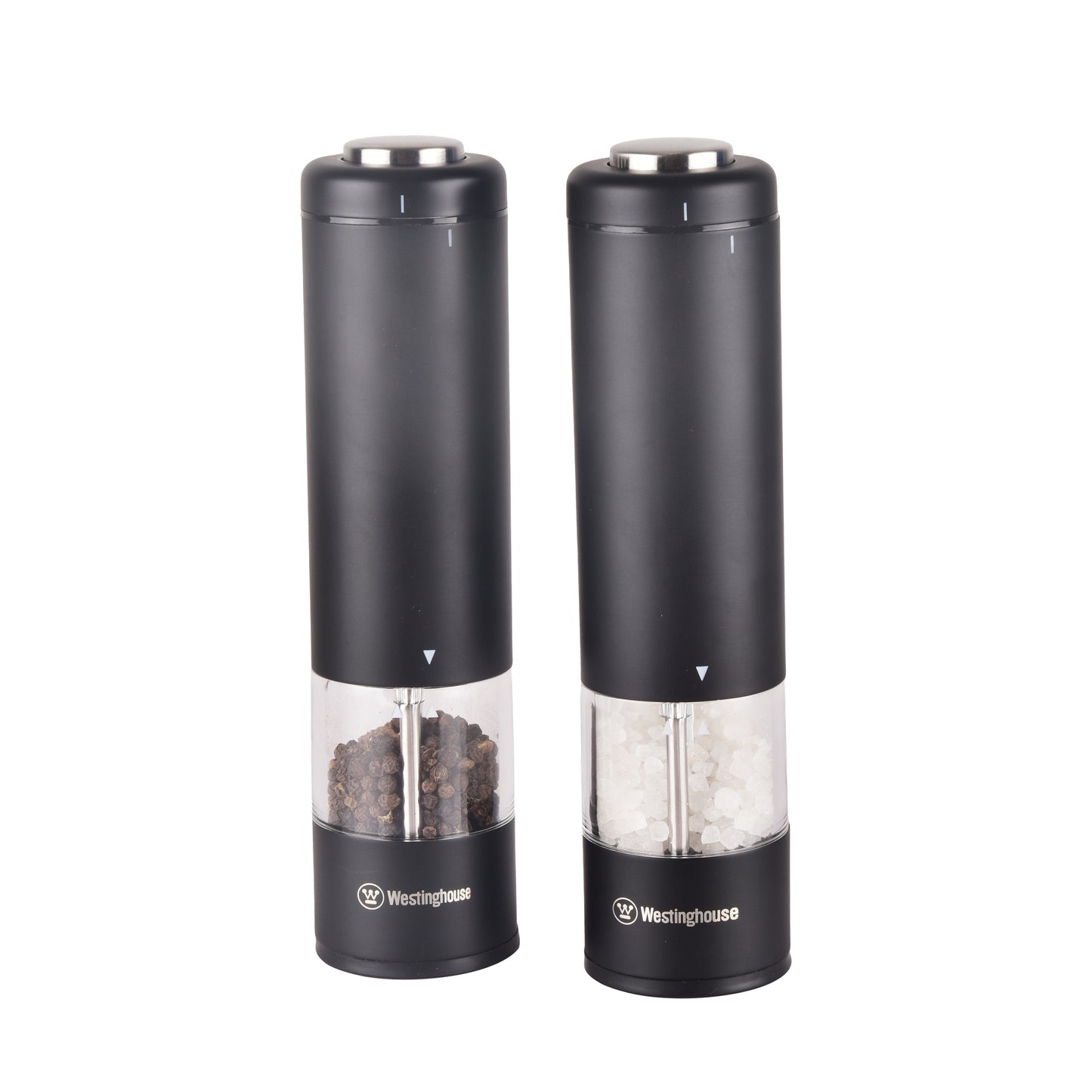 Westinghouse Electric Salt and Pepper Mill Pair Satin Black, LED Light