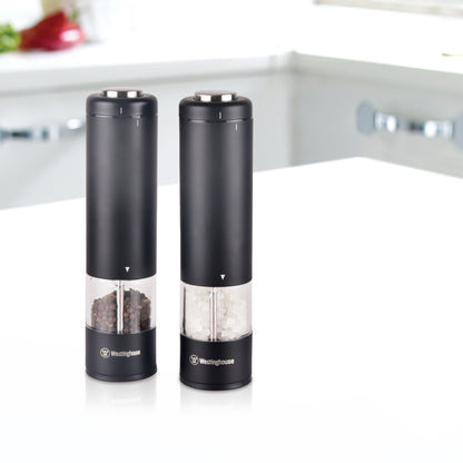 Westinghouse Electric Salt and Pepper Mill Pair Satin Black, LED Light