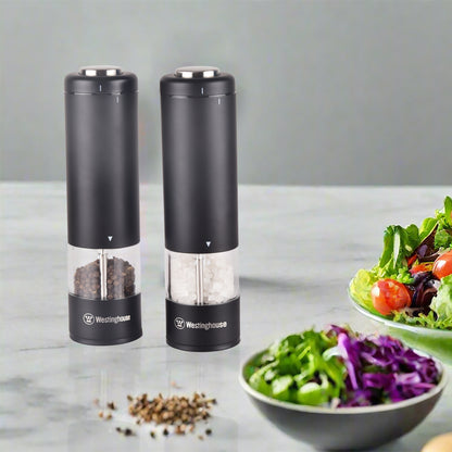 Westinghouse Electric Salt and Pepper Mill Pair Satin Black, LED Light