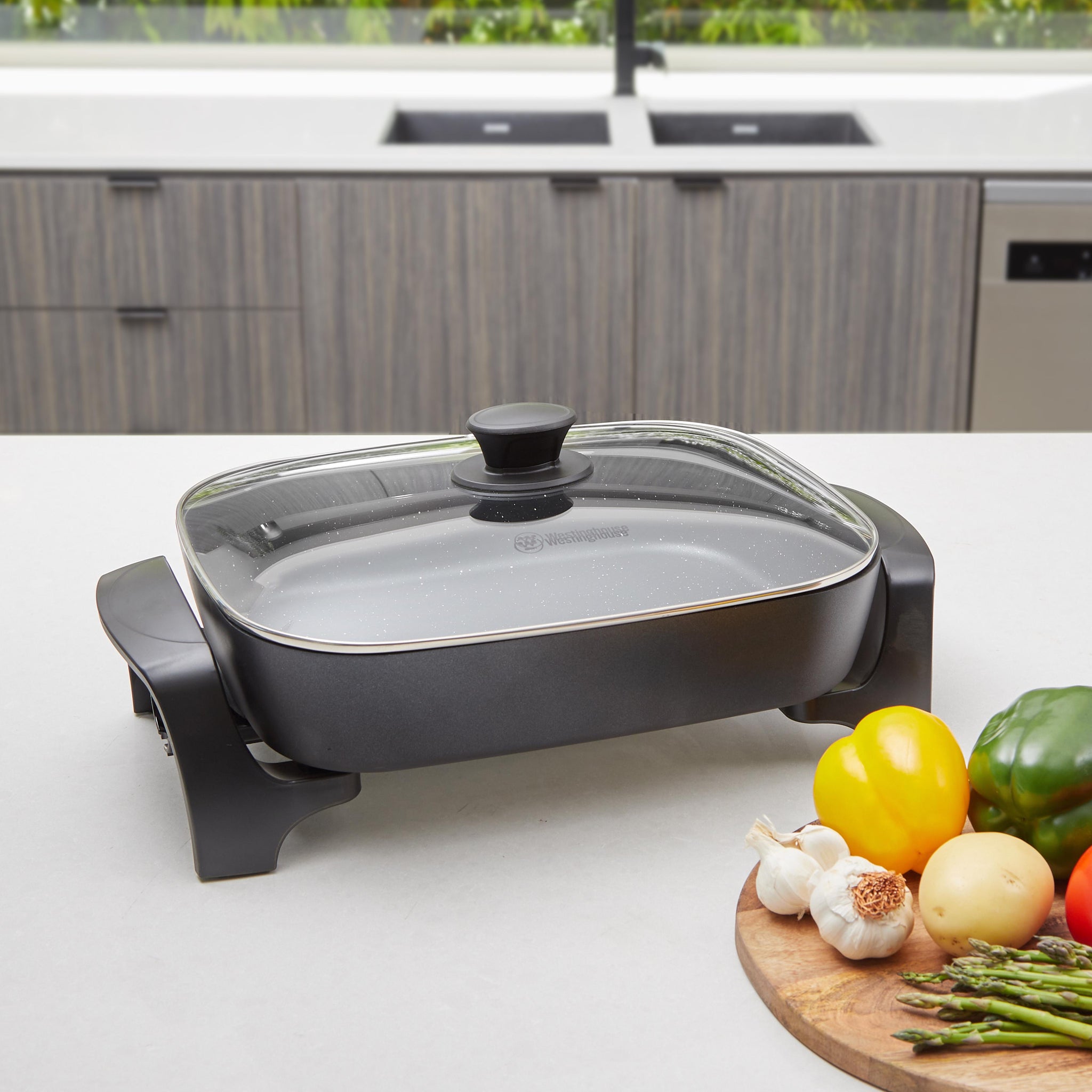 Westinghouse Large Square Frypan 2400W with Cast in Element –