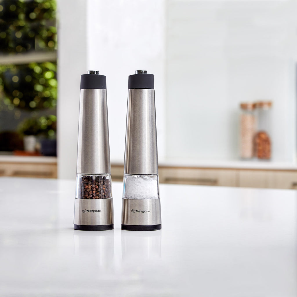 Westinghouse Salt and Pepper Mill Pair Electric Stainless Steel