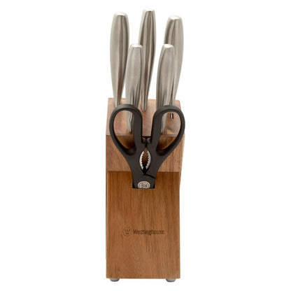 Westinghouse 7 Piece Knife Block Set Acacia Wood-#product_category#- Distributed by:  under license