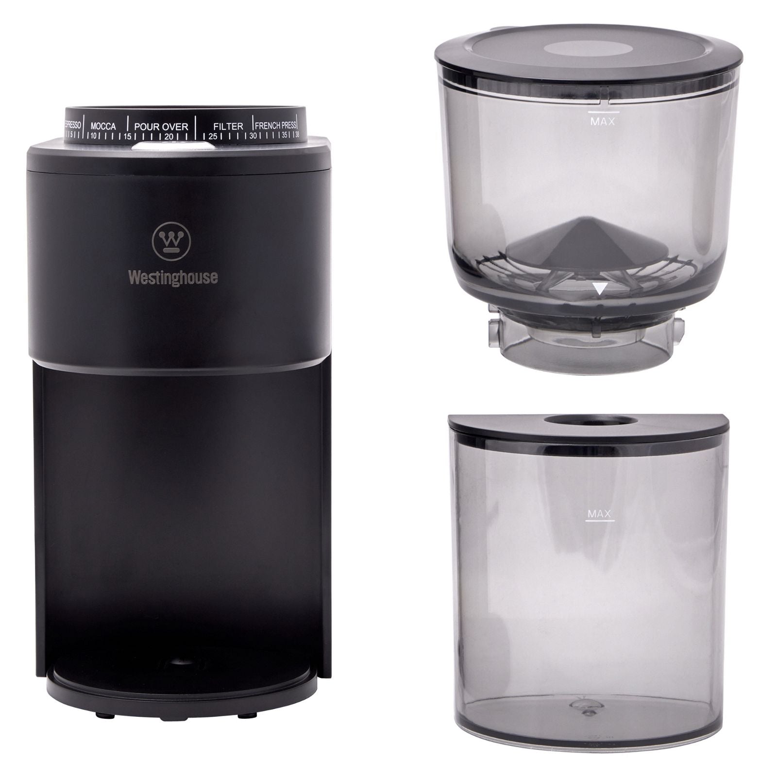 Westinghouse Conical Burr Grinder 160g Black westinghousesmallappliances