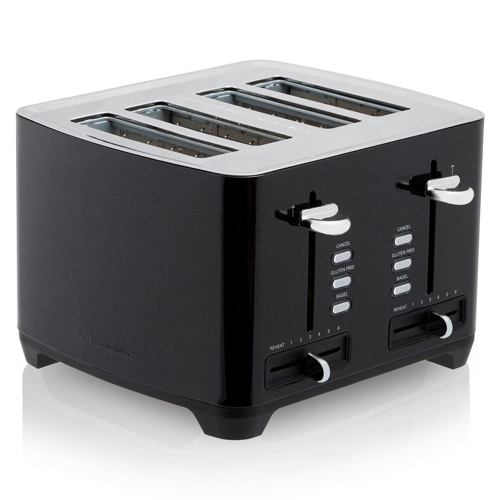 Westinghouse Four Slice Black Stainless Steel Toaster-#product_category#- Distributed by:  under license