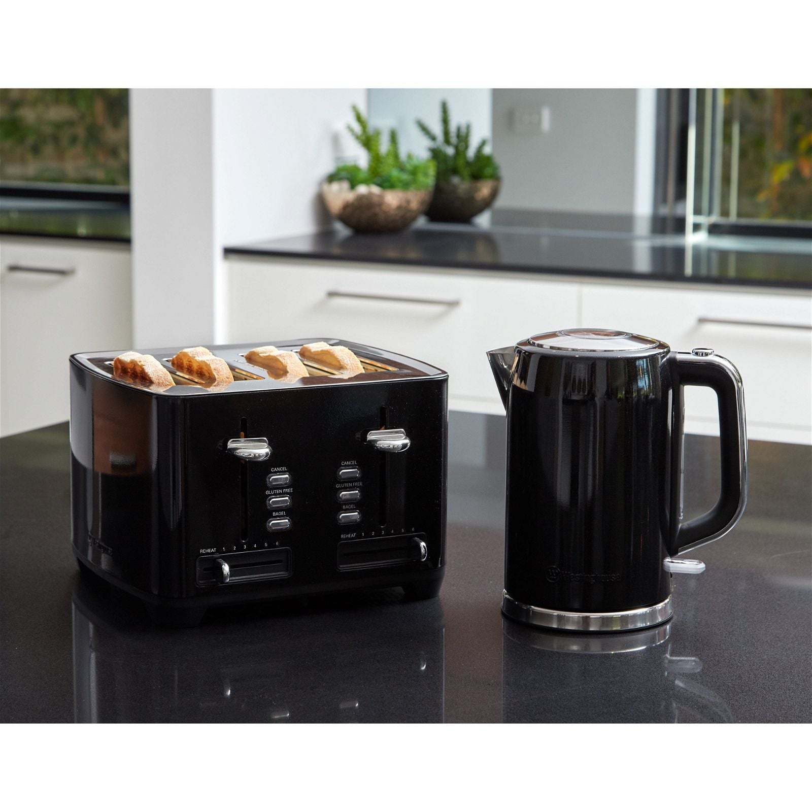 Westinghouse Four Slice Black Stainless Steel Toaster-#product_category#- Distributed by:  under license