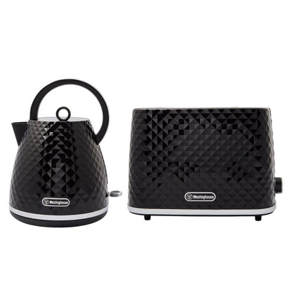 Westinghouse Kettle and Toaster Pack Black Diamond 1.7L Kettle, 2 Slice Toaster-#product_category#- Distributed by:  under license