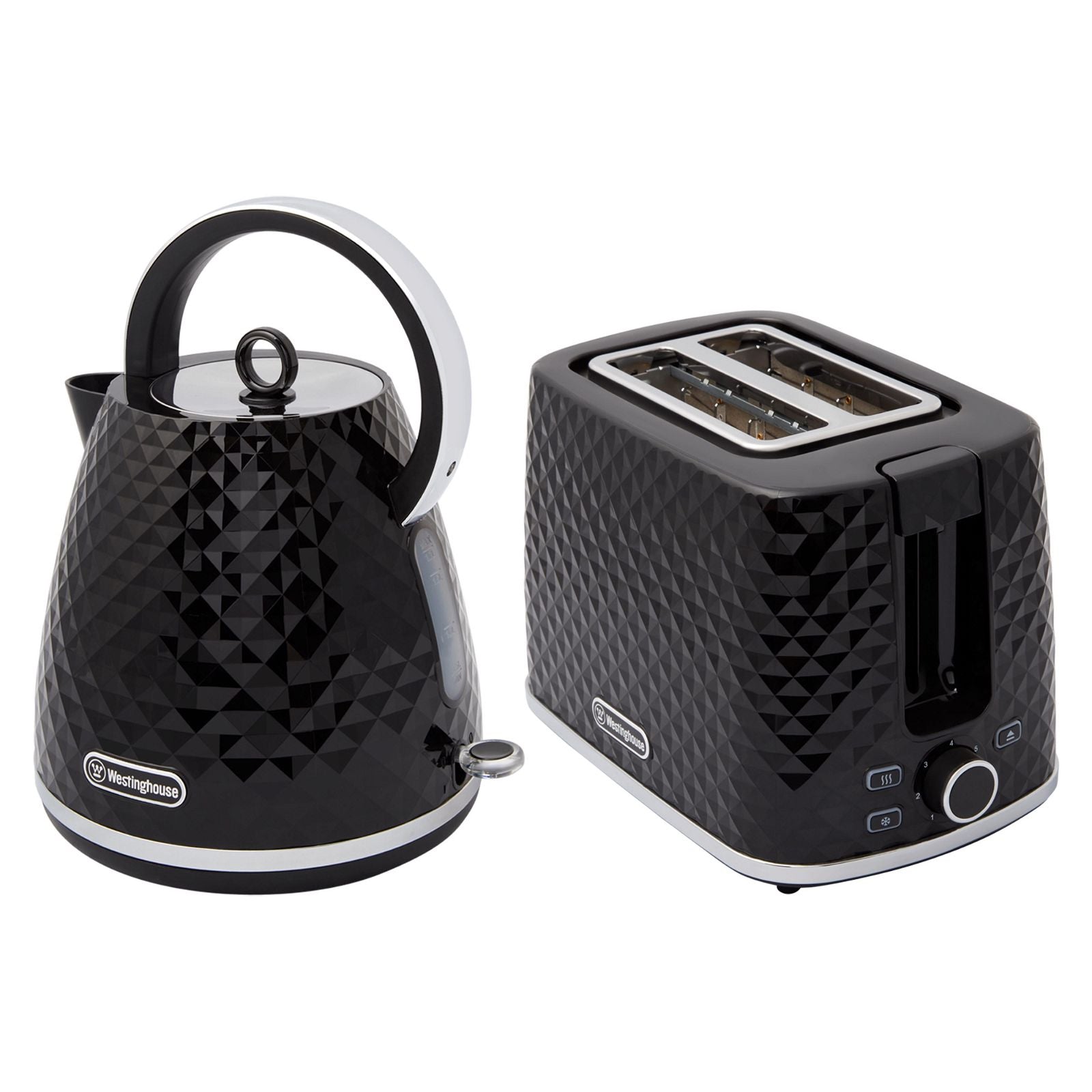Westinghouse Kettle and Toaster Pack Black Diamond 1.7L Kettle, 2 Slice Toaster-#product_category#- Distributed by:  under license