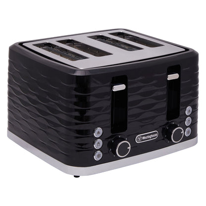 Westinghouse Kettle and Toaster Pack Black Silver 1.7L Kettle, 4 Slice Toaster-#product_category#- Distributed by:  under license