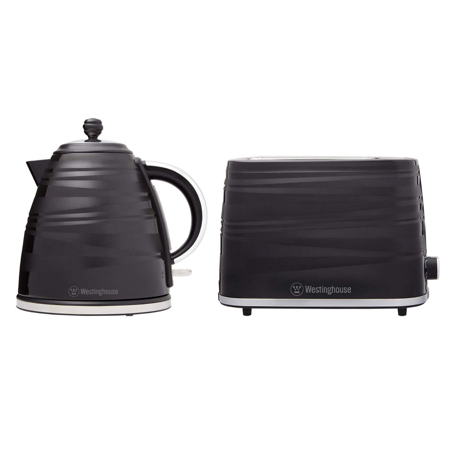 Westinghouse Kettle and Toaster Pack Black Striped 1.7L Kettle, 2 Slice Toaster-#product_category#- Distributed by:  under license