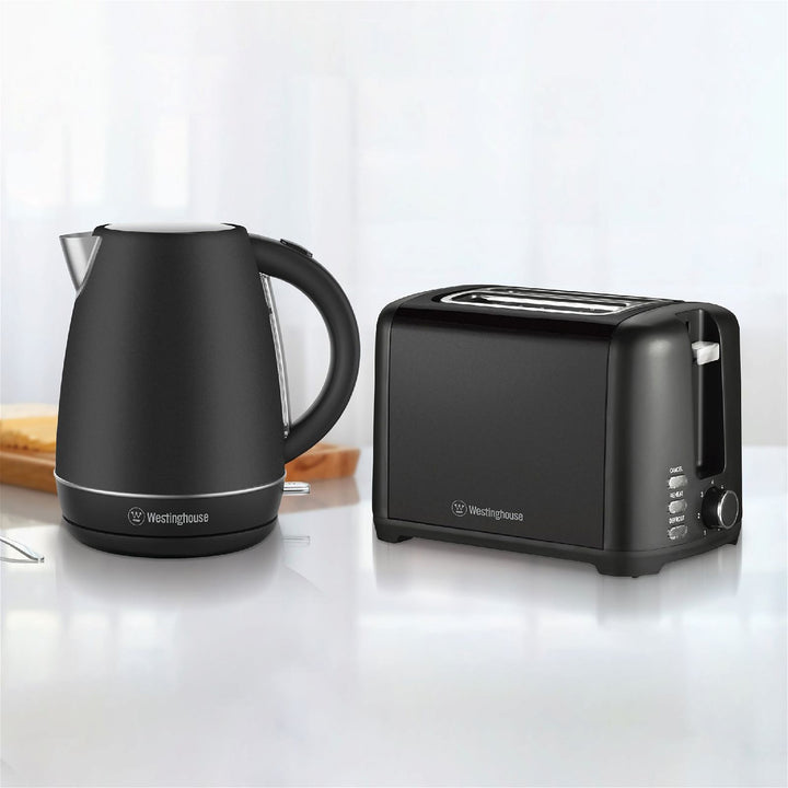 Westinghouse Kettle and Toaster Pack Matte Black Steel 1.7L Kettle, 2 Slice Toaster -  -  