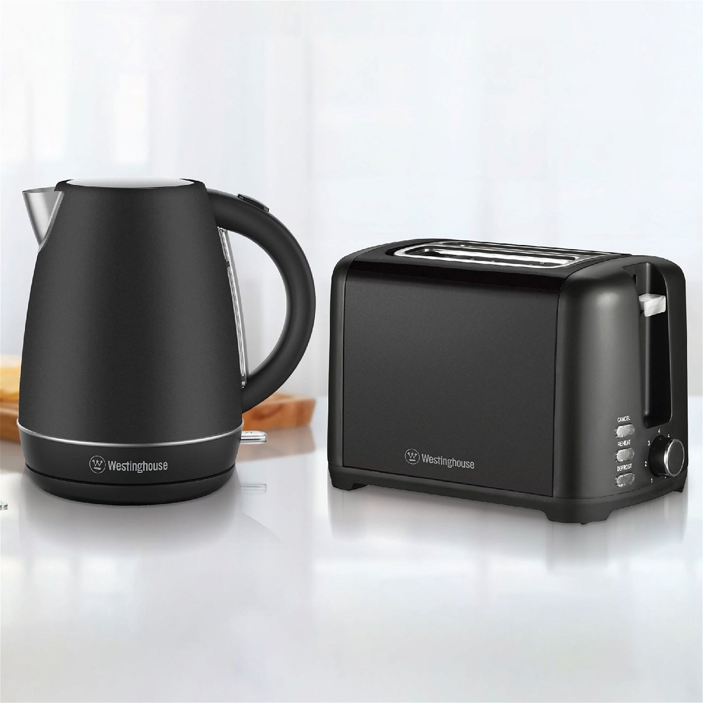 Westinghouse Kettle and Toaster Pack Matte Black Steel Kettle