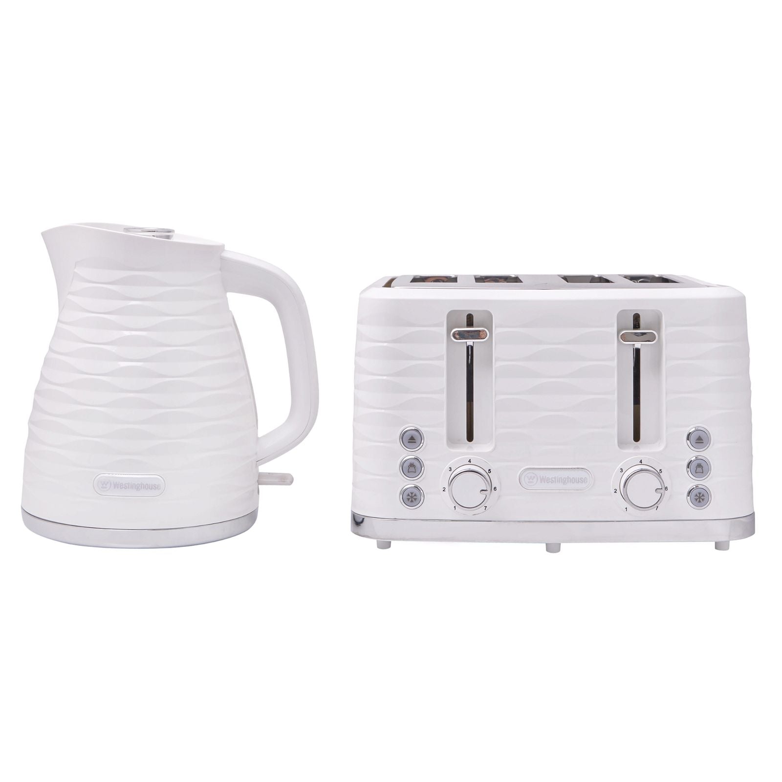 Westinghouse Kettle and Toaster Pack White Silver 1.7L Kettle, 4 Slice Toaster -  -  