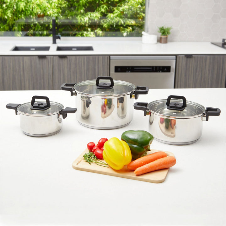 Westinghouse Pot and Pan Set 3 Piece Stainless Steel Nesting -  -  