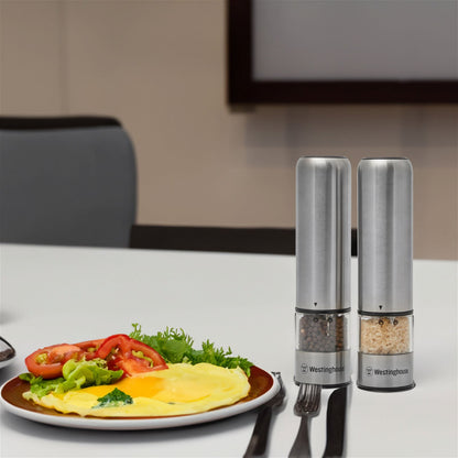 Westinghouse Salt and Pepper Mill Pair Deluxe Electric Stainless Steel, LED Light -  -  