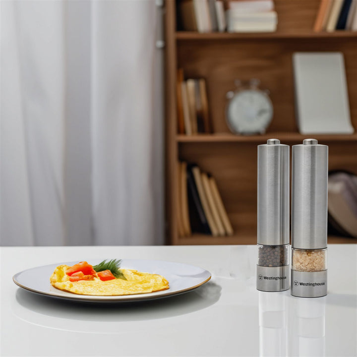 Westinghouse Salt and Pepper Mill Pair Electric Stainless Steel, LED Light -  -  