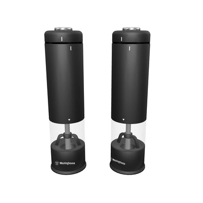 Westinghouse Electric Salt and Pepper Mill Pair Satin Black, LED Light