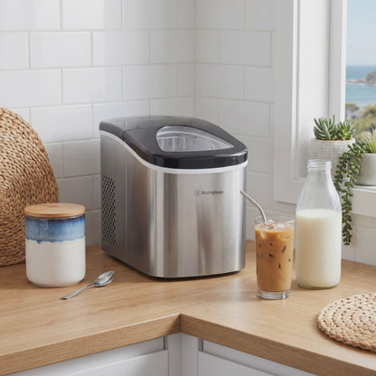 Westinghouse Ice Maker –  12kg, 1.3L, Portable Stainless Steel Countertop Machine